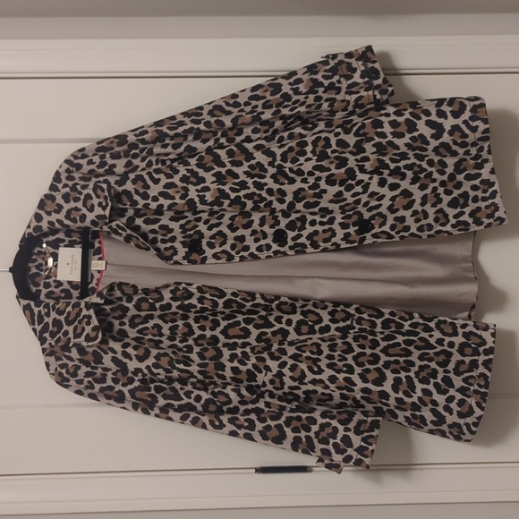 Kate Spade New York leopard print pea coat rain jacket Sz. M xlnt condition - Picture 4 of 11
